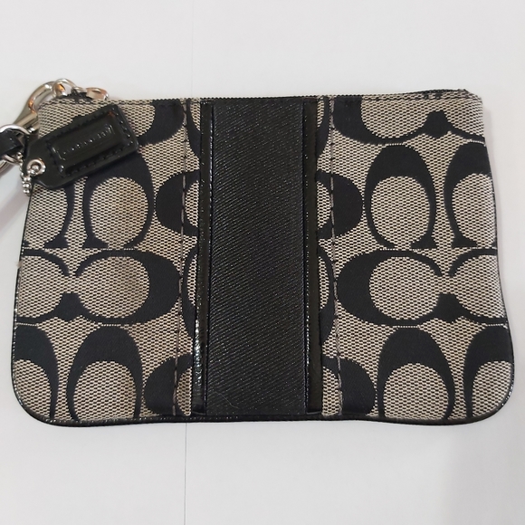 Coach Grey/Black Canvas Wristlet - Picture 3 of 16